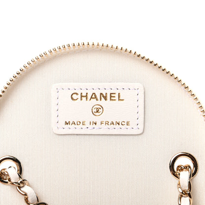 Chanel Lambskin Quilted Round Small Vanity Case With Chain White Black 6 of 10