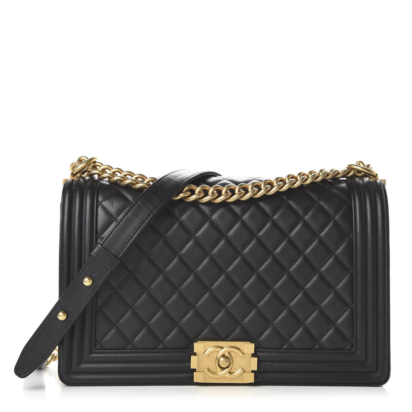 Calfskin Quilted New Medium Boy Flap Black