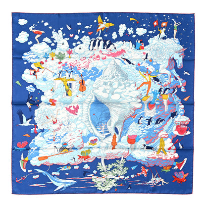 Hermes Silk Sur Mon Nuage Scarf 90 Marine Clair Ciel 1 of 4