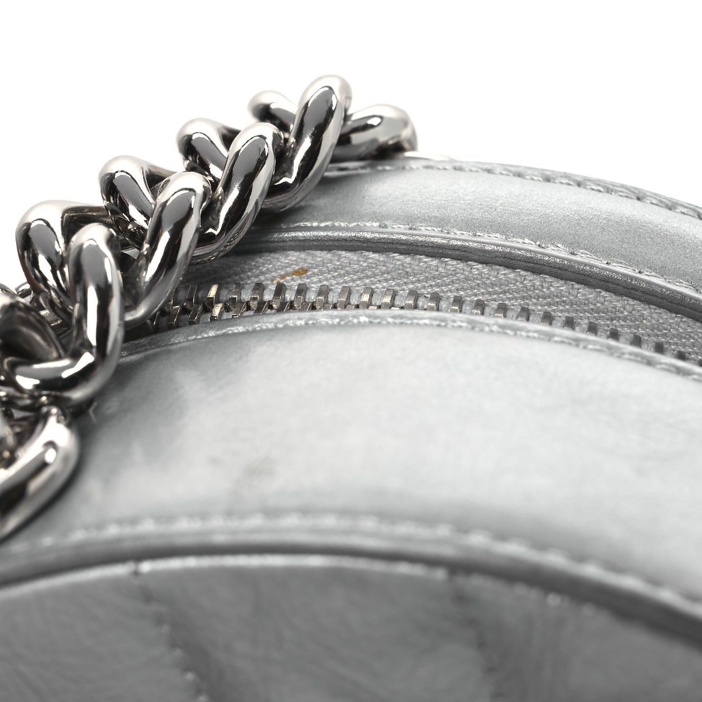 Metallic Glazed Calfskin Round As Earth Evening Bag Silver