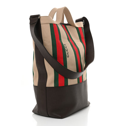 Gucci Canvas Web Large Tote Brown 3 of 11