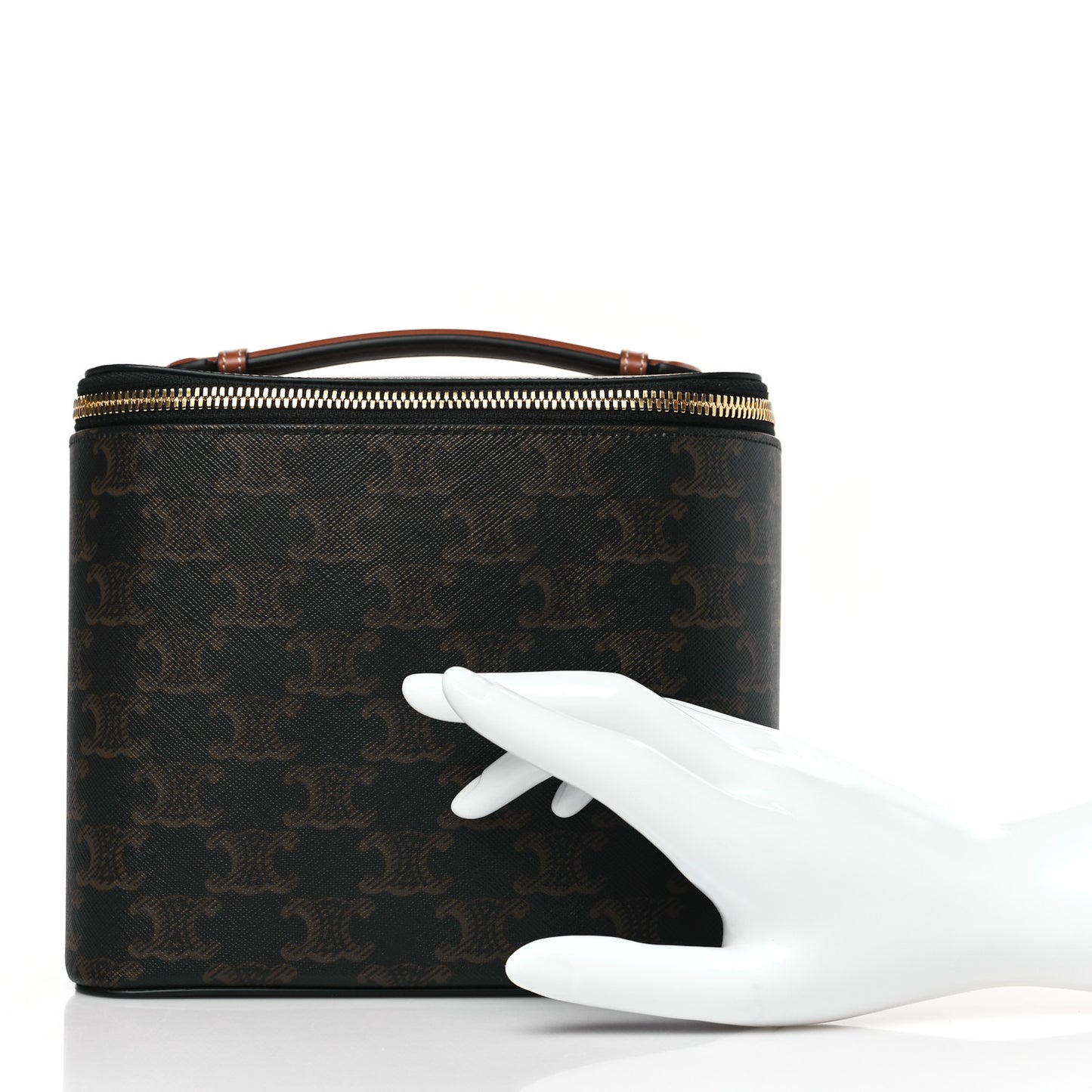 Triomphe Canvas Calfskin Square Vanity Case Tan