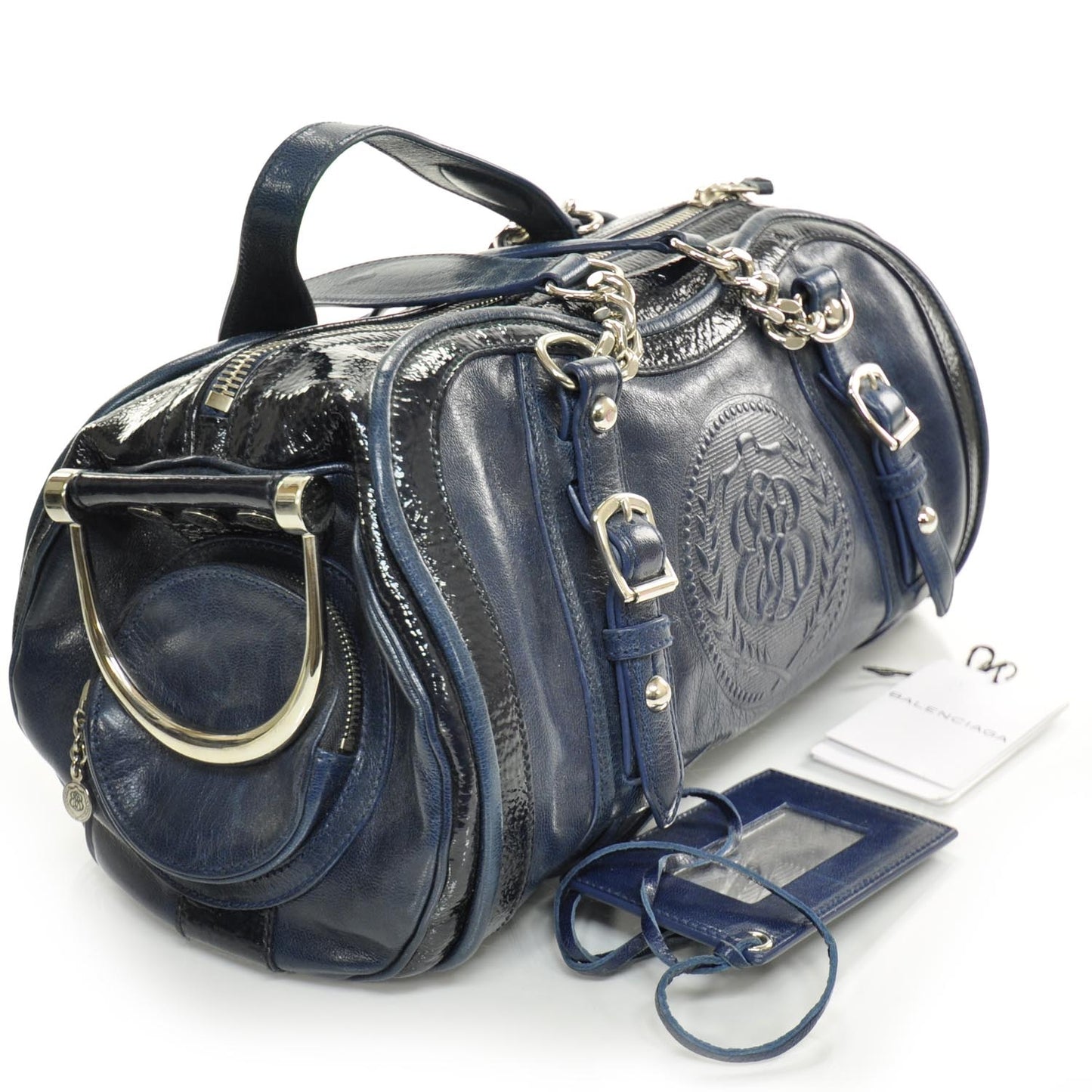 Leather Embossed Logo Satchel