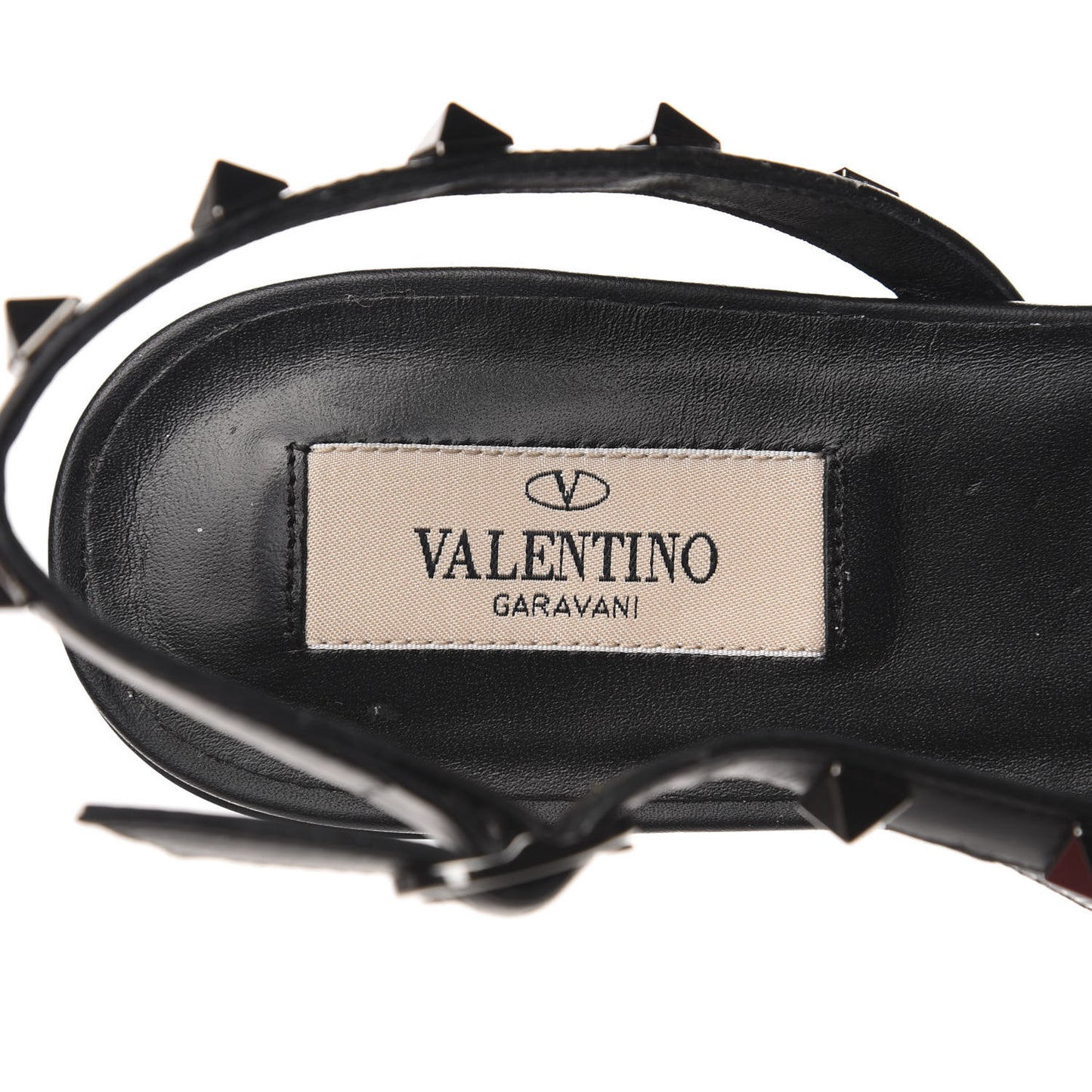 Crinkled Patent Calfskin Rockstud Slingback Flats 39 Black