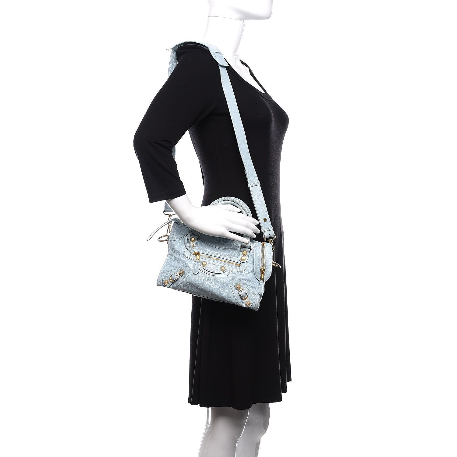 Balenciaga Agneau Giant 12 Gold Hardware Mini City Bleu Dragee 2 of 10