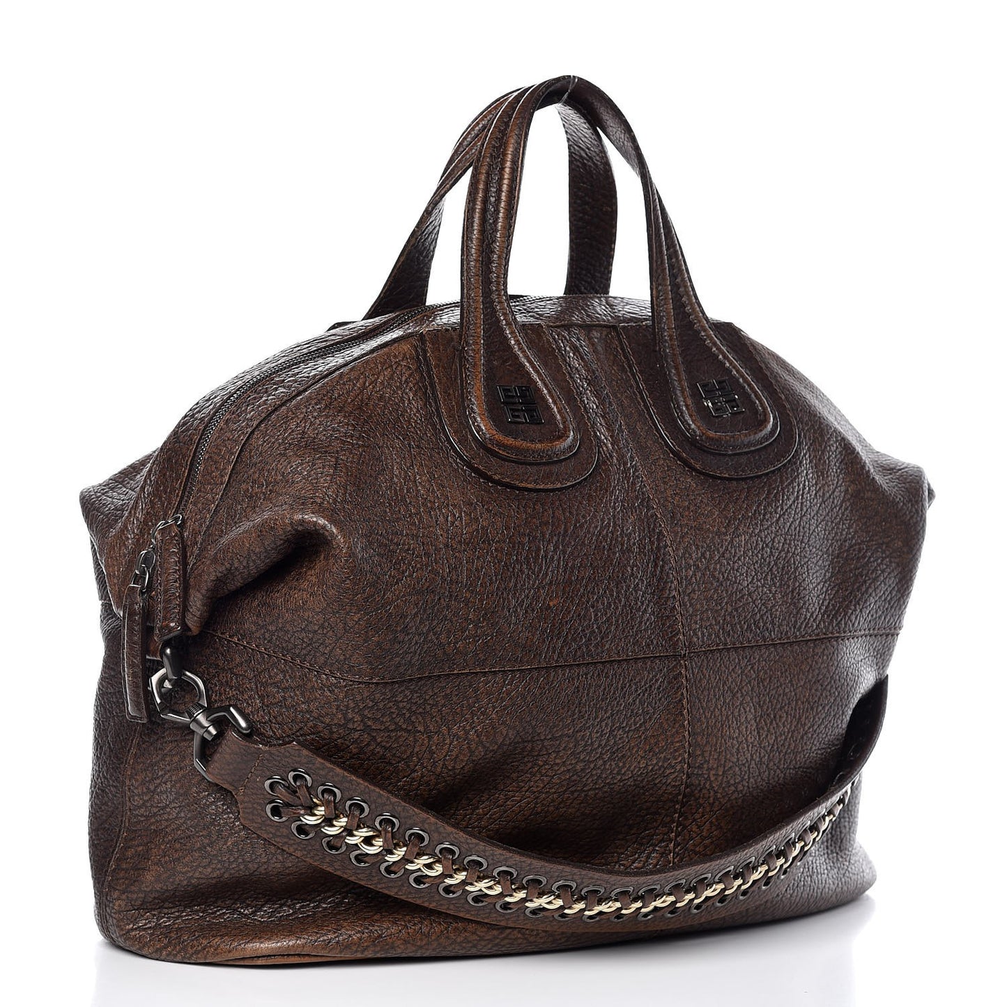 Pebbled Calfskin Large Corset Chain Nightingale Brown