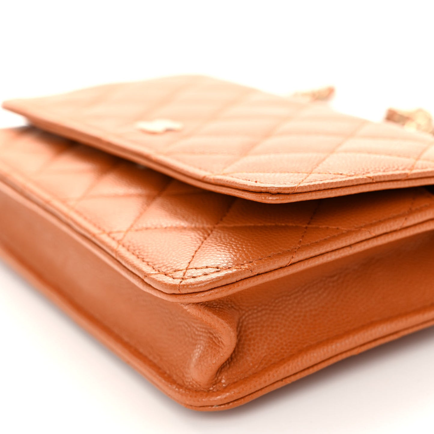 Caviar Quilted Wallet on Chain WOC Light Brown