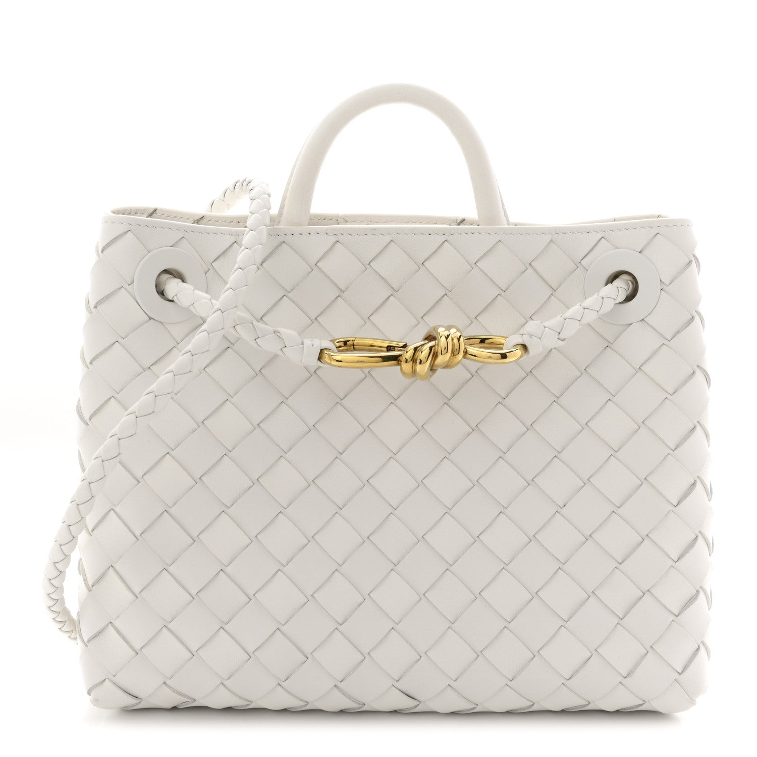 Bottega Veneta Nappa Intrecciato Small Andiamo Shoulder Bag White 1 of 9