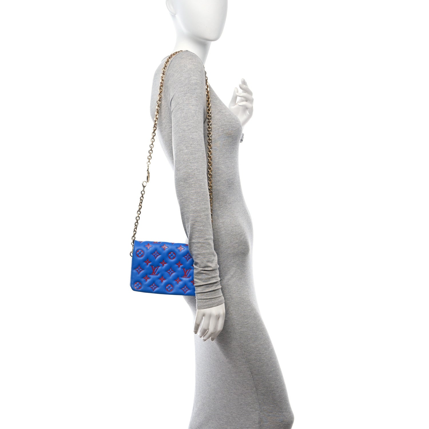 Louis Vuitton Lambskin Embossed Monogram Vuittamins Pochette Coussin Blue Red 2 of 9