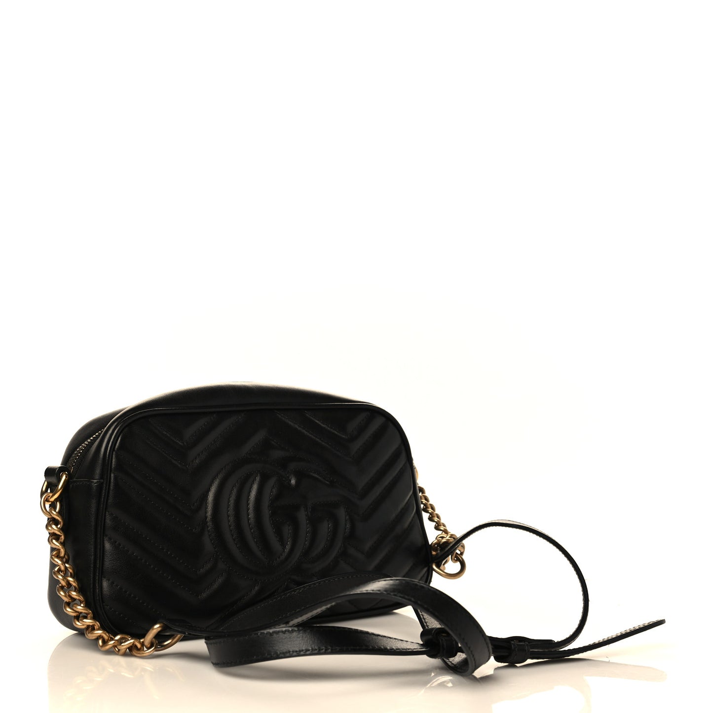 Calfskin Matelasse Small GG Marmont Chain Shoulder Bag Black