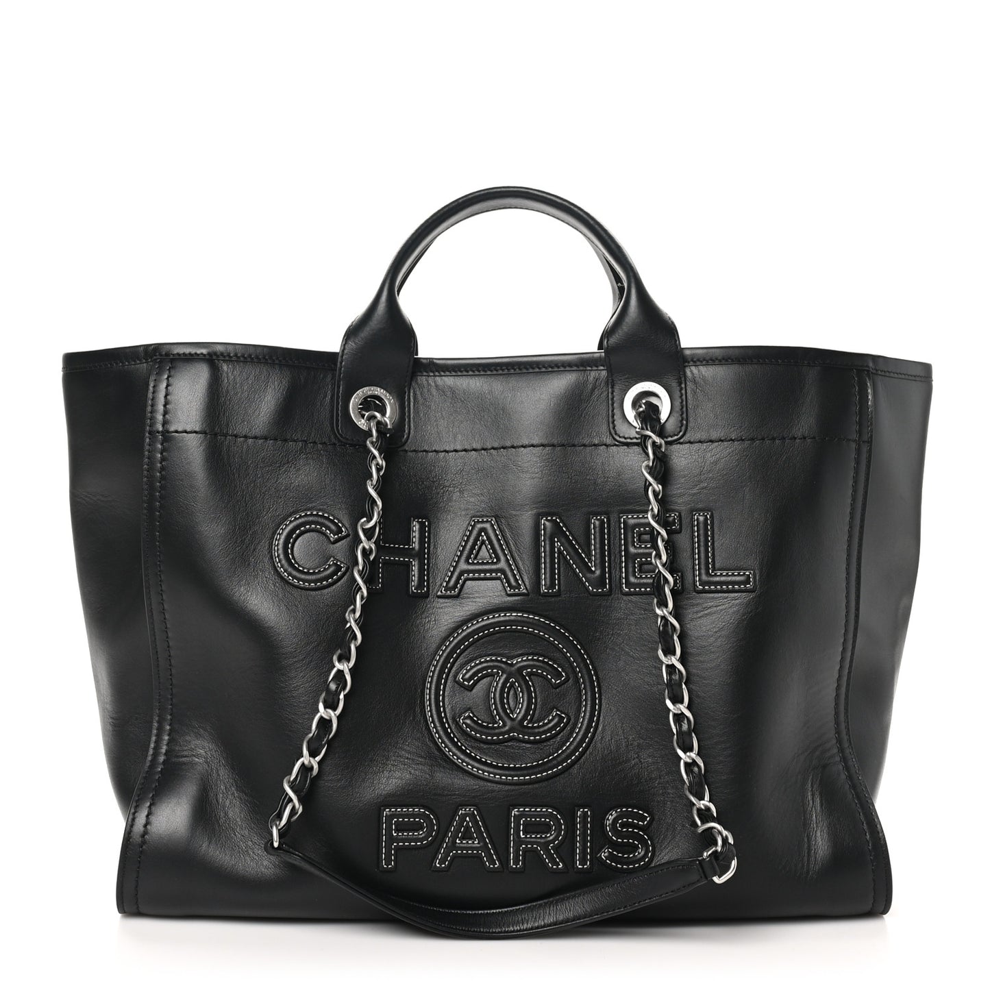 Calfskin Medium Deauville Tote Black