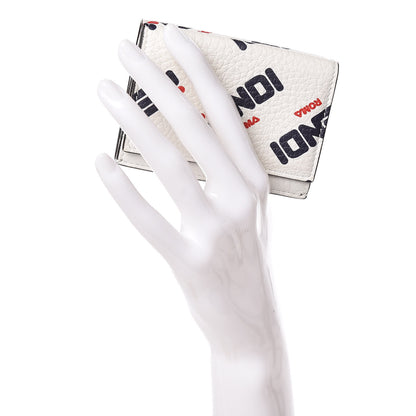 Fendi X FILA Vitello Mania Micro Tri-Fold Wallet White 2 of 9