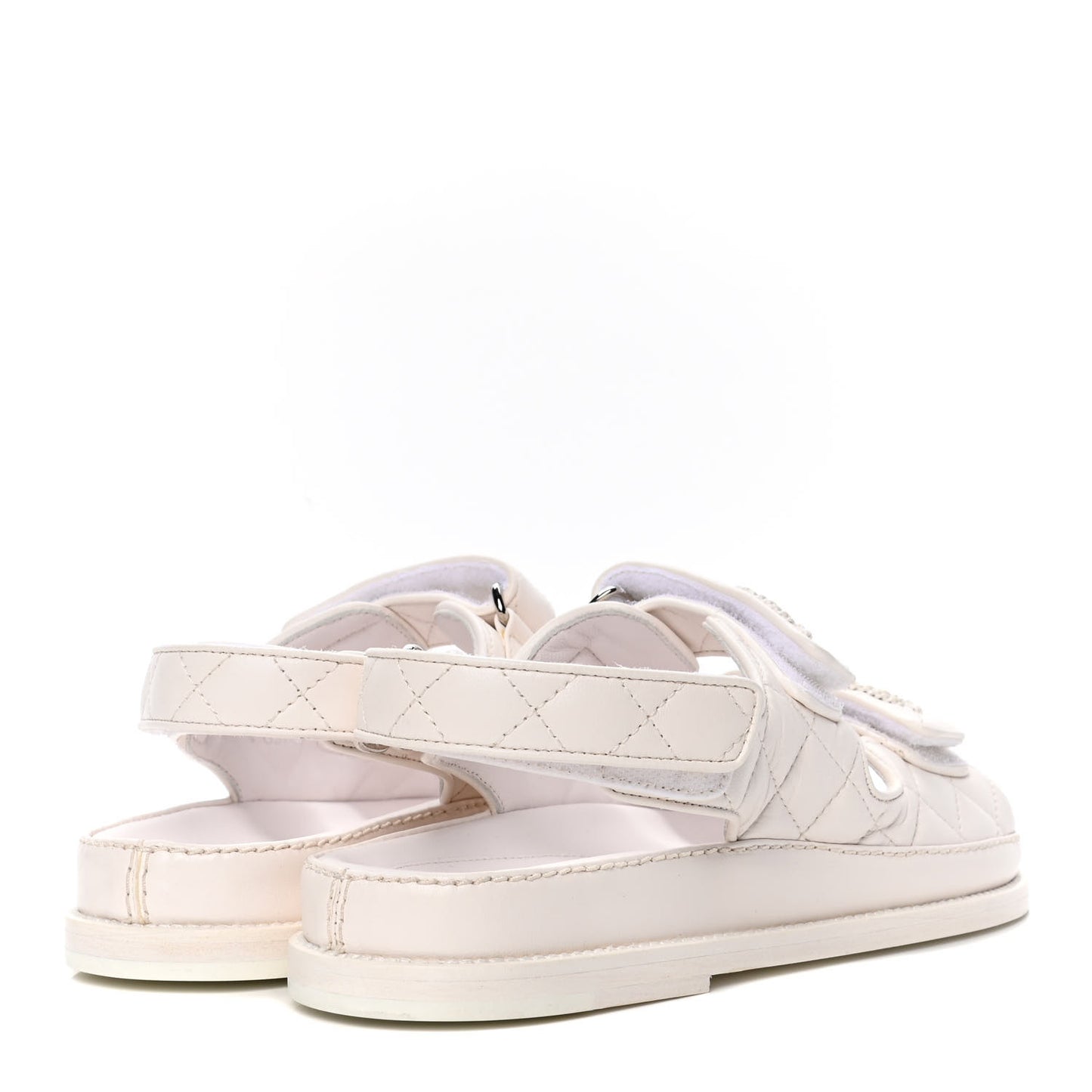 Grained Calfskin Velcro Dad Sandals 38 White