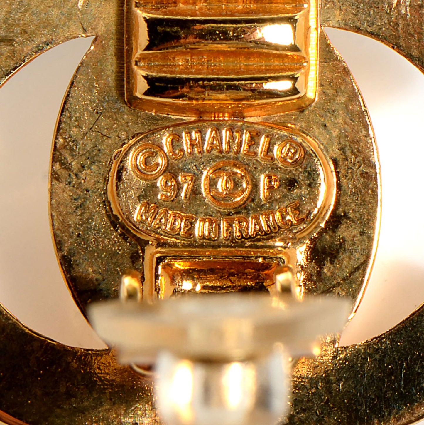 Metal CC Turnlock Clip On Earrings Gold