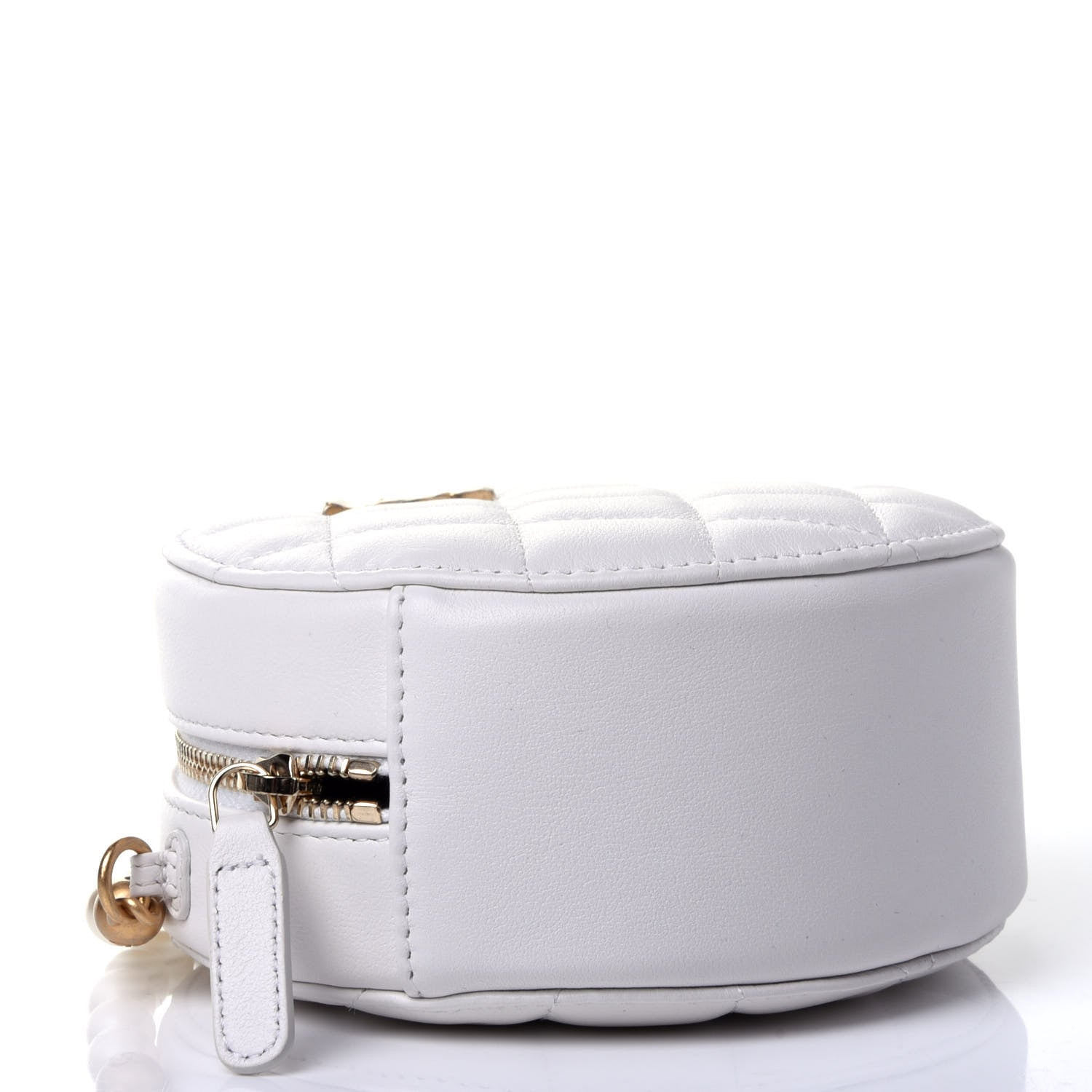 Chanel Calfskin Quilted Pearl Round Clutch With Chain White 3 of 4