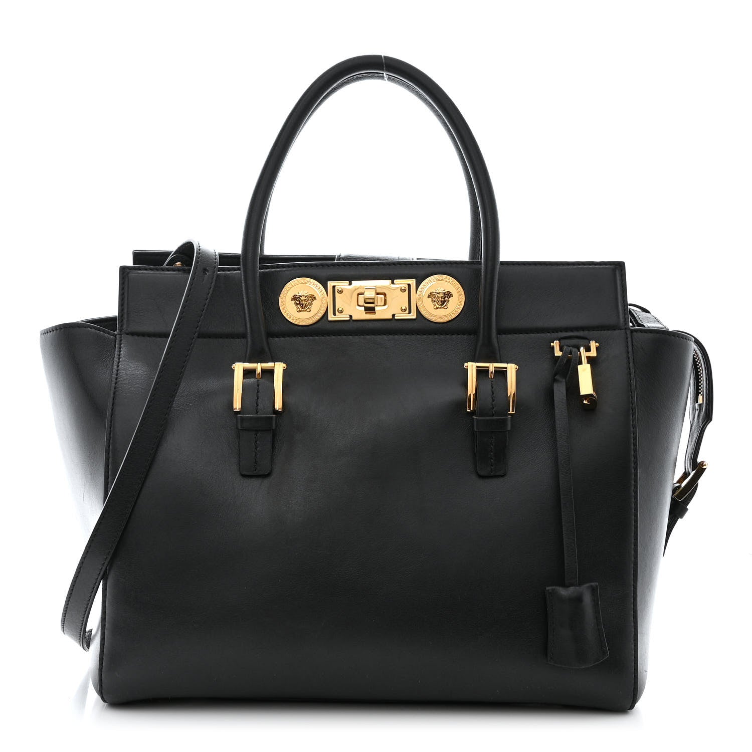 Versace Vitello Calfskin Signature Tote Black 1 of 12