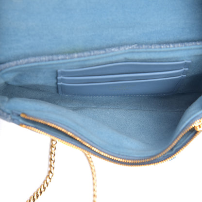 Louis Vuitton Embroidered Monogram Denim New Wave Chain Pochette Blue 5 of 13