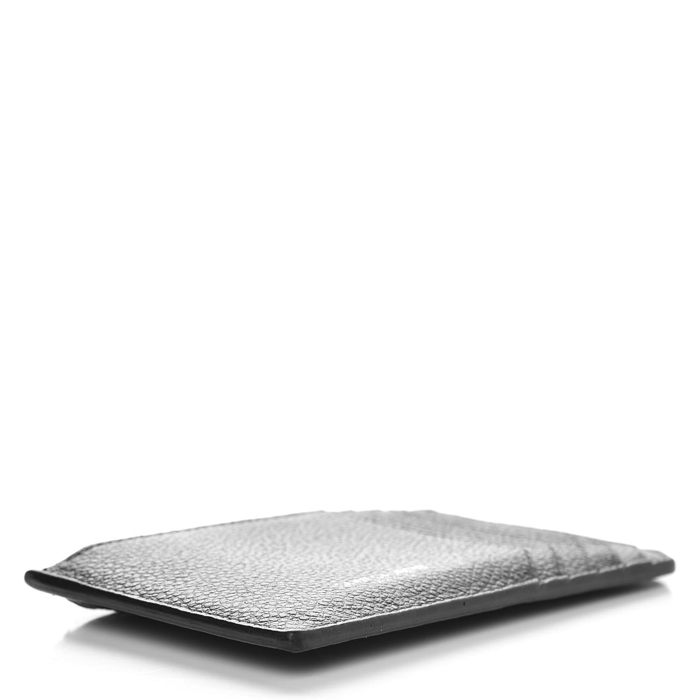 Grained Calfskin 5 Fragments Zip Pouch Card Holder Black