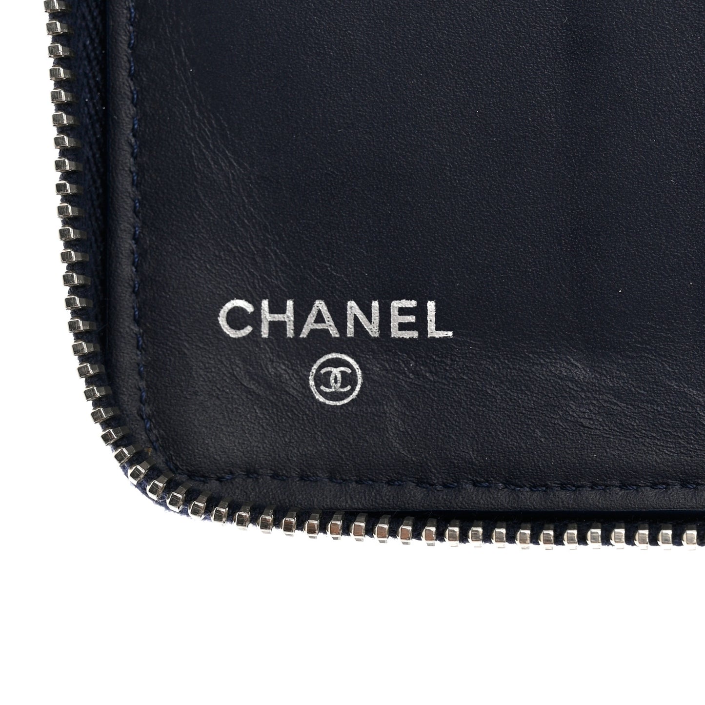 Caviar Quilted Large Zip Around Organizer Wallet Navy