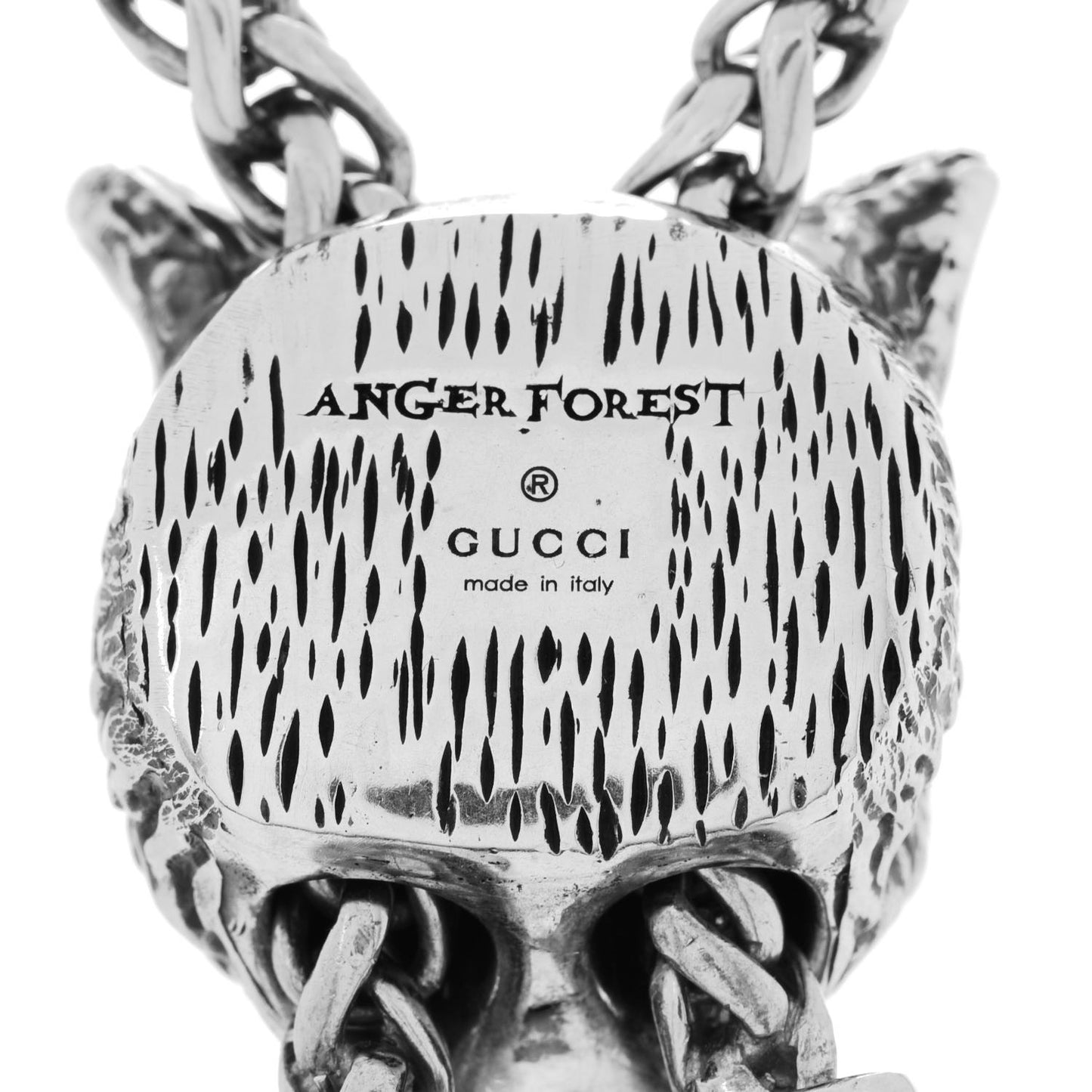 Sterling Silver Anger Forest Wolf Lariat Necklace