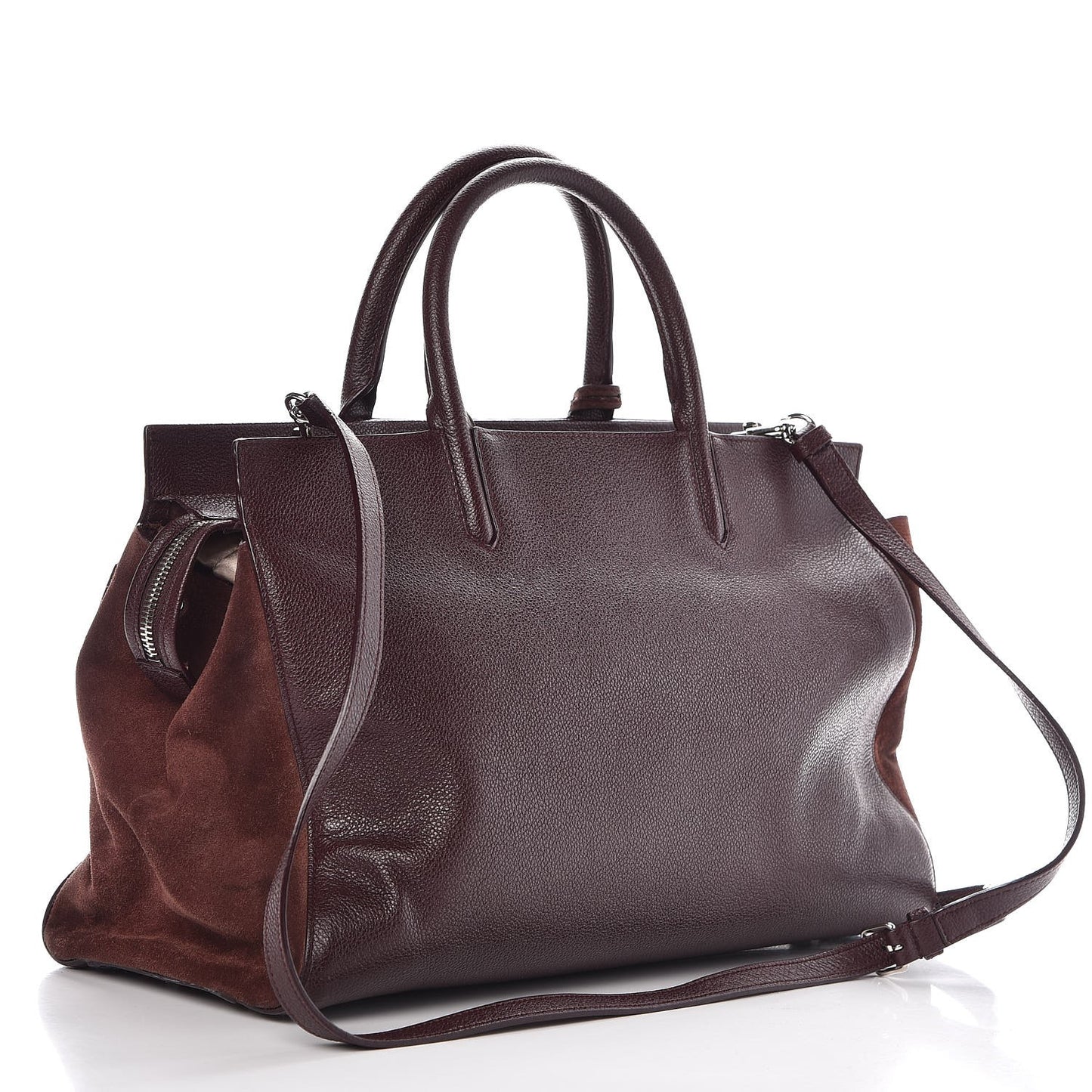 Grained Calfskin Suede Medium Cabas Rive Gauche Amaranto