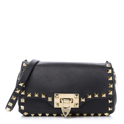 Valentino Garavani Vitello Mini Rockstud Flap Saddle Crossbody Bag Black 1 of 11