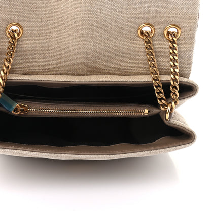 Saint Laurent Linen Y Quilted Monogram Small Loulou Chain Satchel Natural Taupe 4 of 9