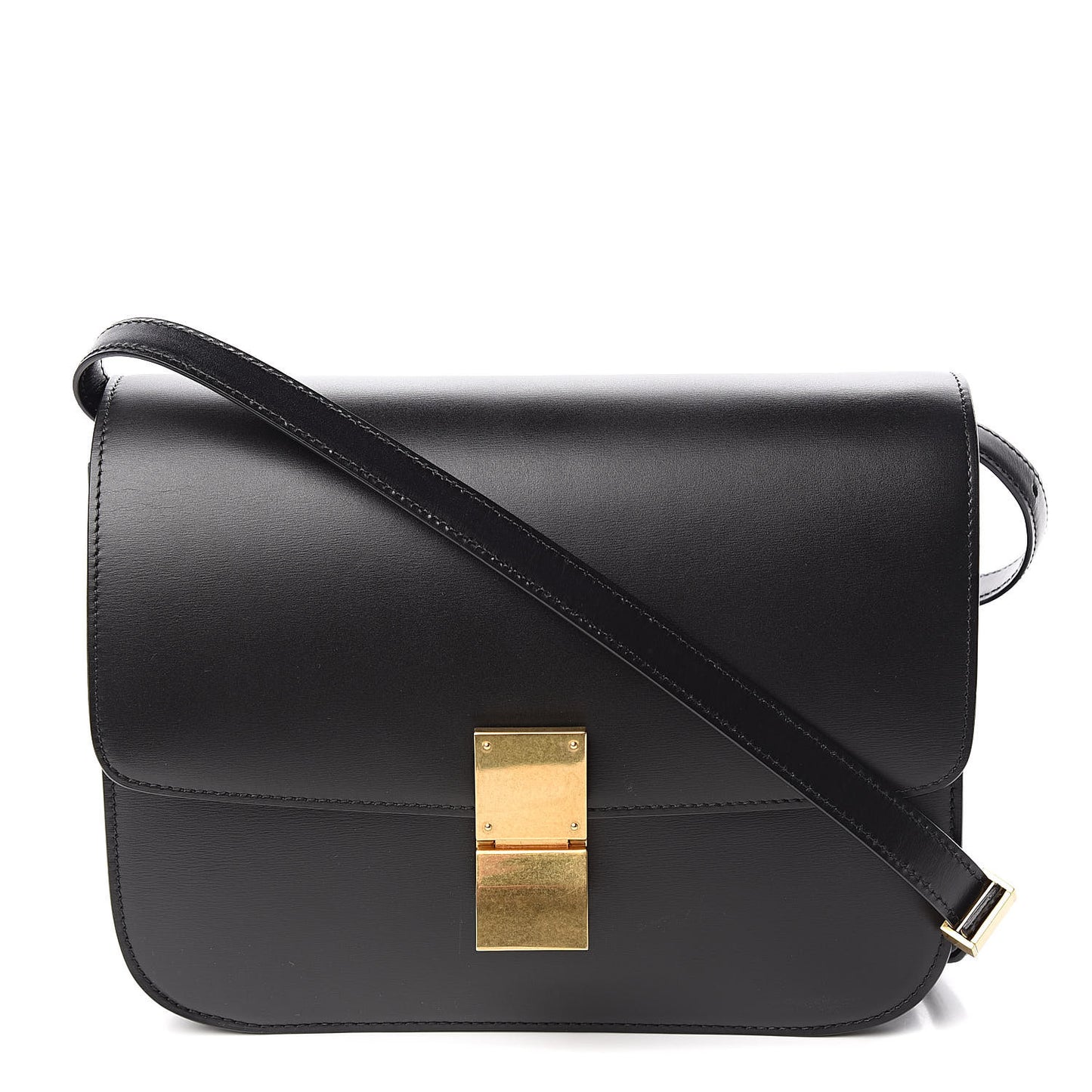 Liege Calfskin Medium Classic Box Flap Bag Black