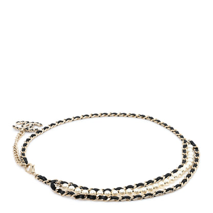 Chanel Lambskin Pearl Chain CC Fancy Belt Black Gold 1 of 3