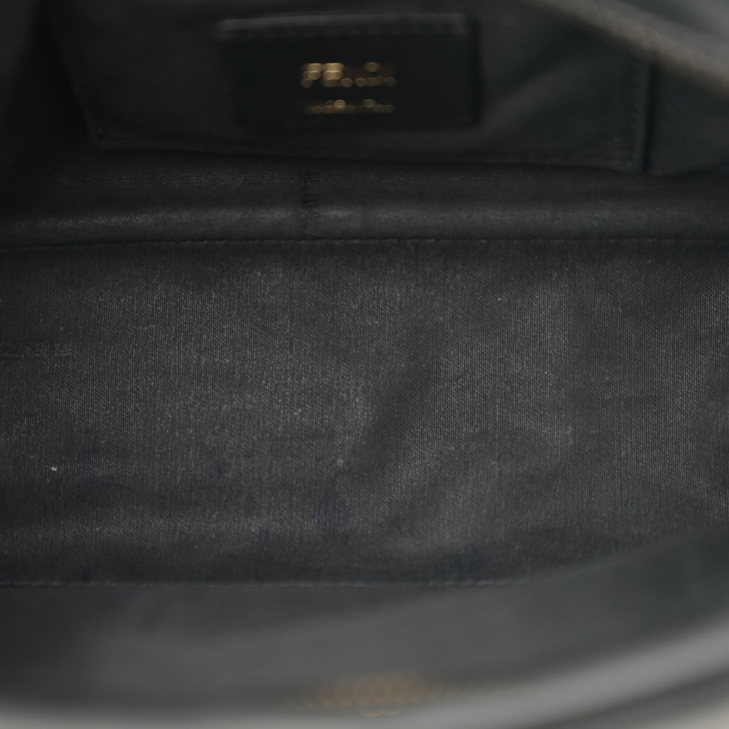 Glazed Fabric Vitello Century F is Fendi FF 1974 Stamp Patch Camera Case Mogano Panna Black