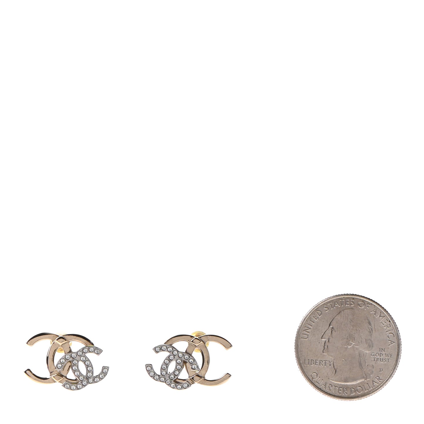 Crystal Double CC Earrings Gold Silver