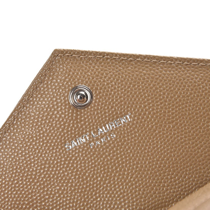 Saint Laurent Grain De Poudre Matelasse Chevron Small Monogram Envelope Wallet Dark Beige 5 of 8