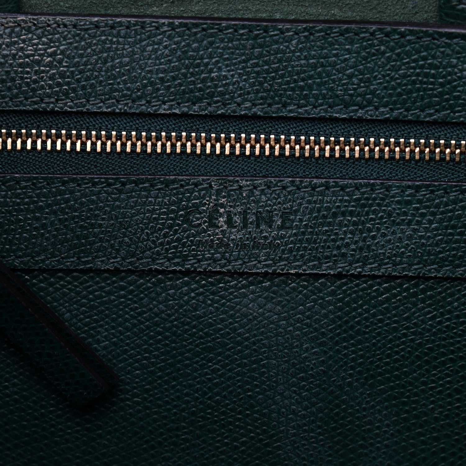Celine Grained Calfskin Small Vertical Bi-Cabas Dark Green Black 6 of 11