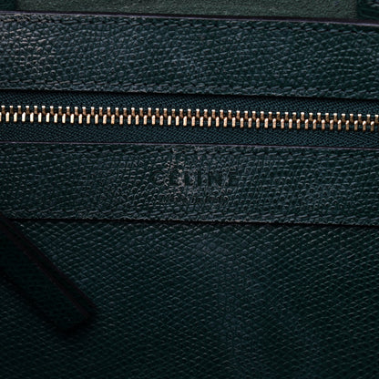 Celine Grained Calfskin Small Vertical Bi-Cabas Dark Green Black 6 of 11