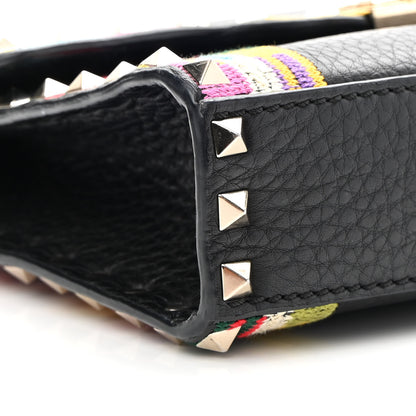 Valentino Garavani Pebbled Calfskin Embroidered Medium Rockstud Flip Lock Crossbody Bag Black 8 of 10