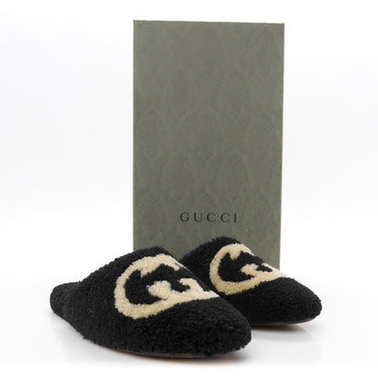 Gucci Shearling Interlocking G Mens Eileen Slippers 8 Black Butterscotch 9 of 9