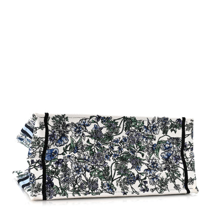 Christian Dior Canvas Embroidered Medium Flowers Book Tote Blue 4 of 11