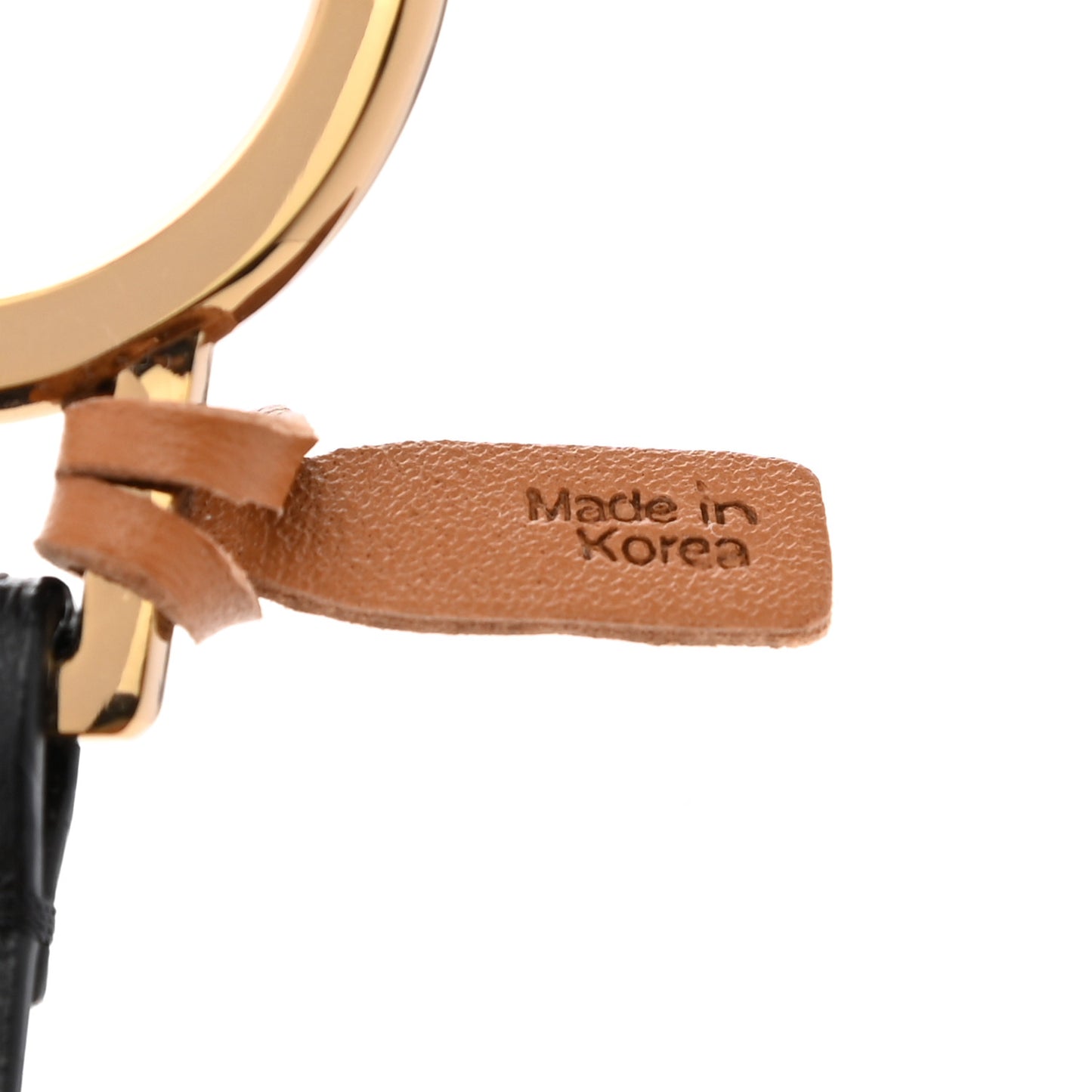 Metallic Visetos Dog Key Ring Bag Charm Gold Cognac