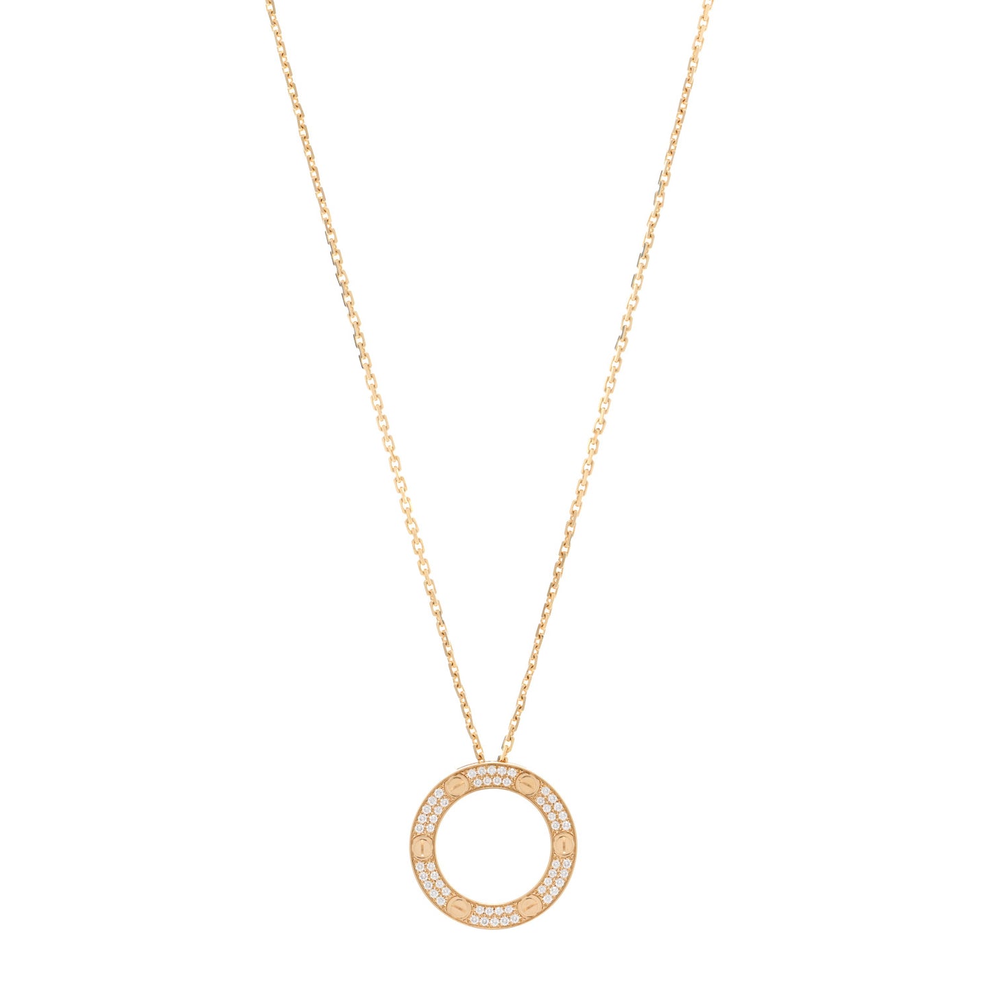 18K Yellow Gold Diamond LOVE Paved Necklace