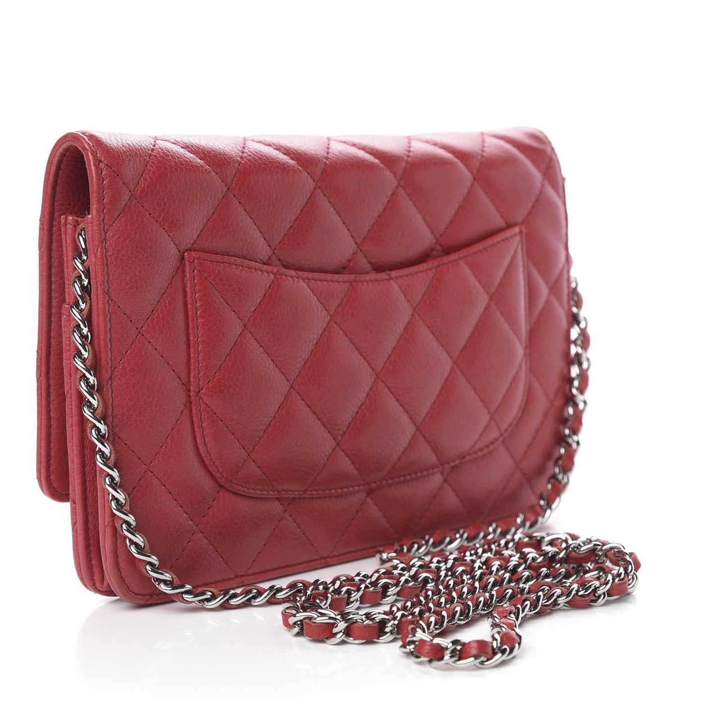 Caviar Quilted Wallet on Chain WOC Red