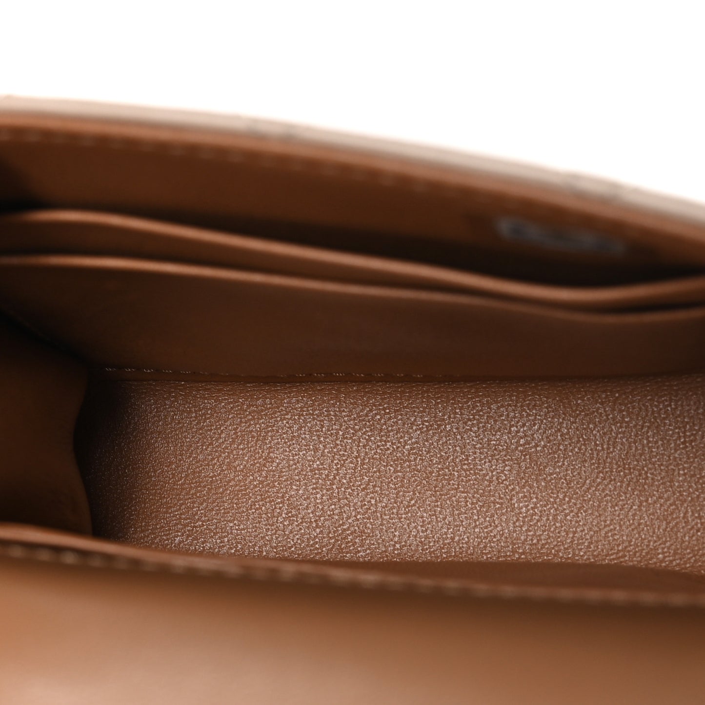 Lambskin Quilted Bi-Color Top Handle Clutch With Chain Beige Brown