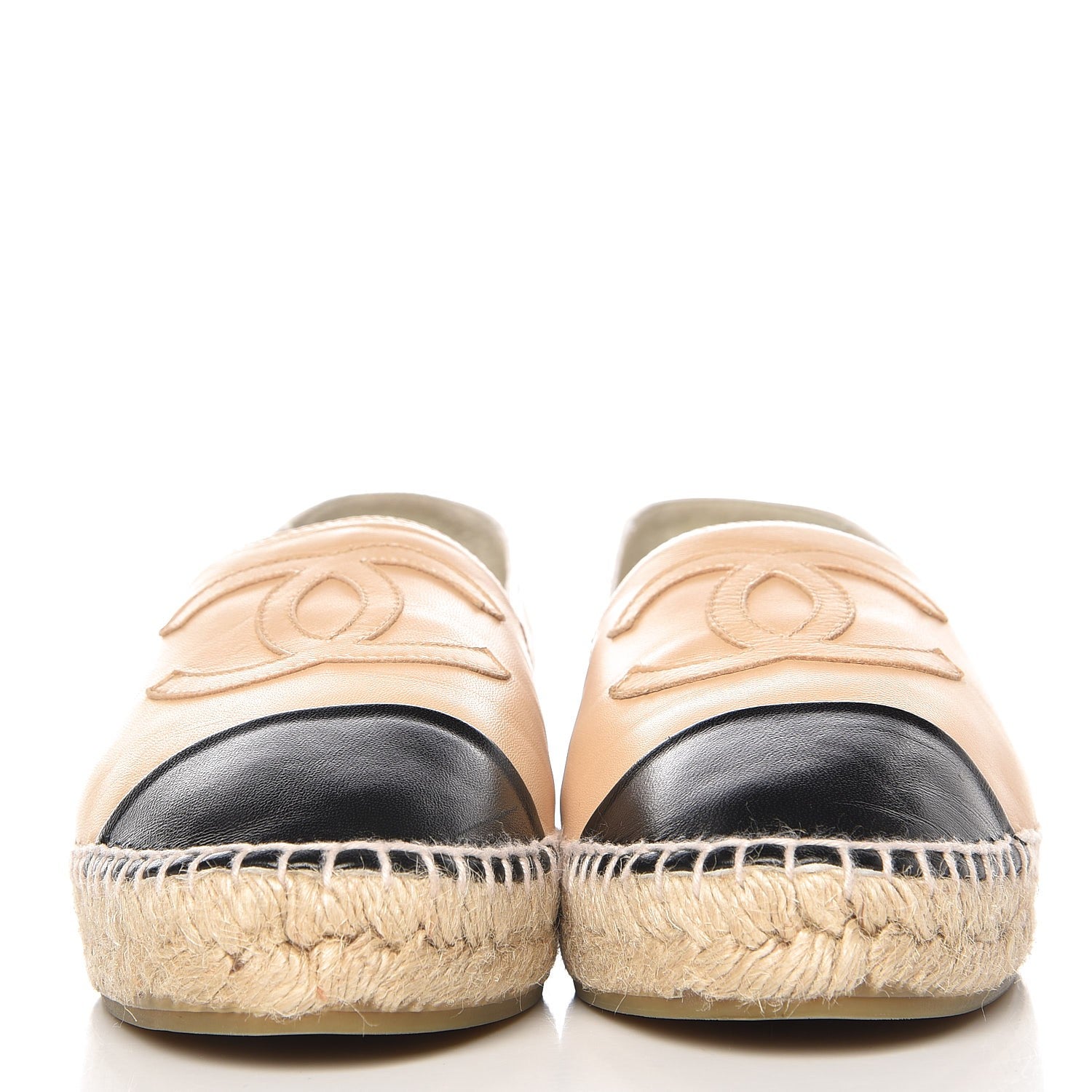 Chanel Lambskin CC Espadrilles 39 Beige Black 3 of 10