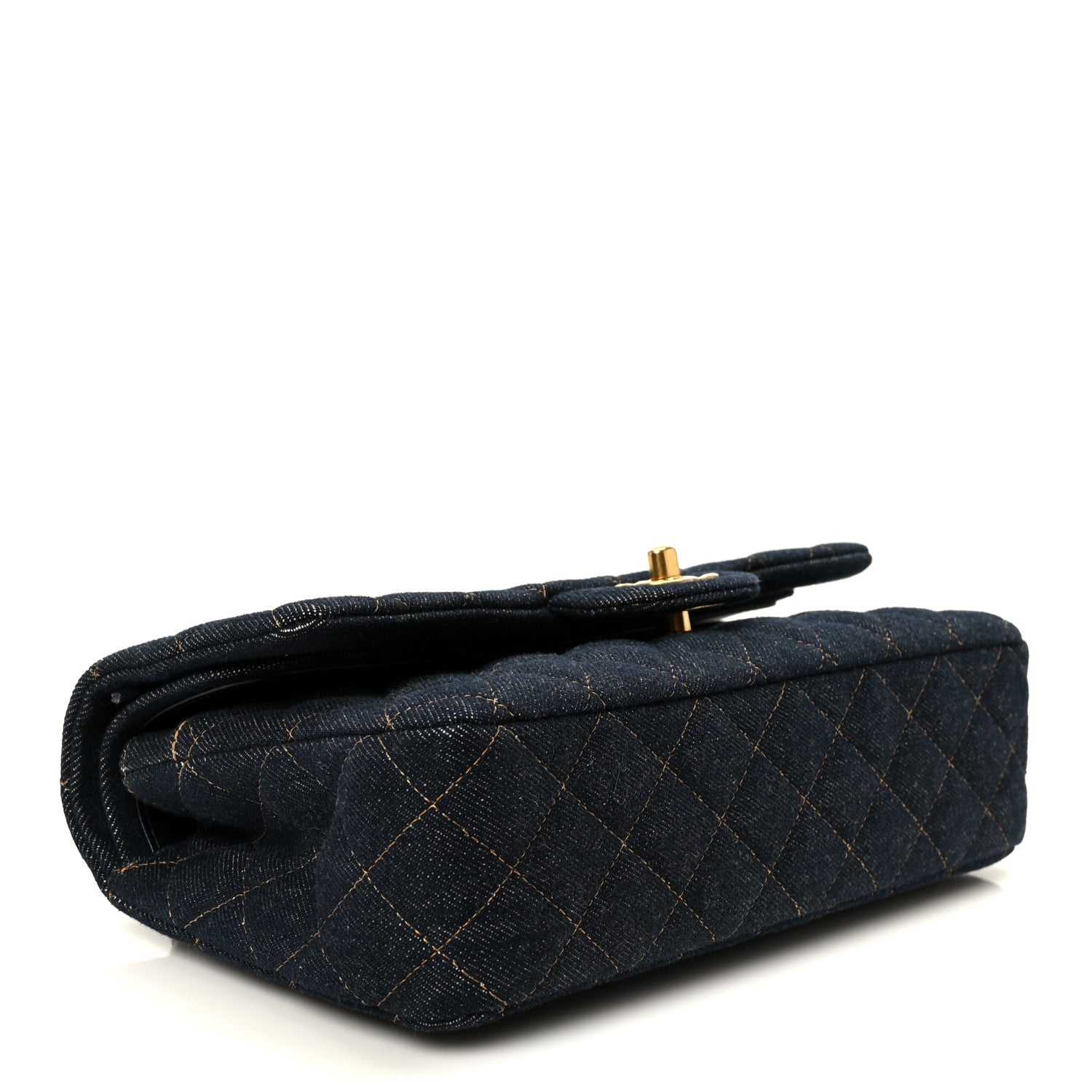 Chanel Denim Quilted Medium Double Flap Dark Blue 4 of 11