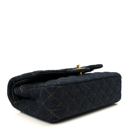 Chanel Denim Quilted Medium Double Flap Dark Blue 4 of 11