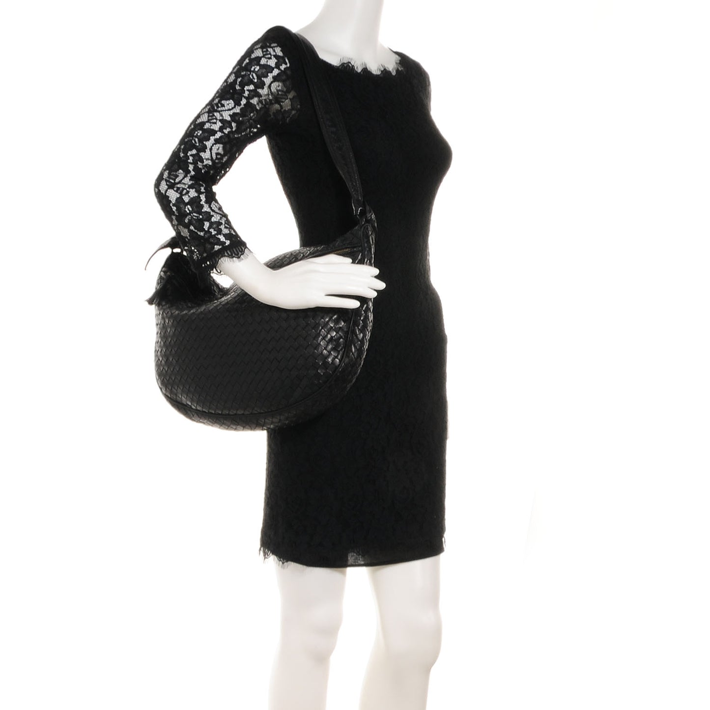 Vintage Nappa Intrecciato Shoulder Bag Nero Black