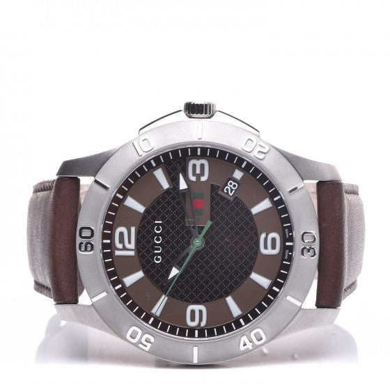 Gucci Stainless Steel Calfskin 46mm G-Timeless Quartz Watch Brown 3 of 7