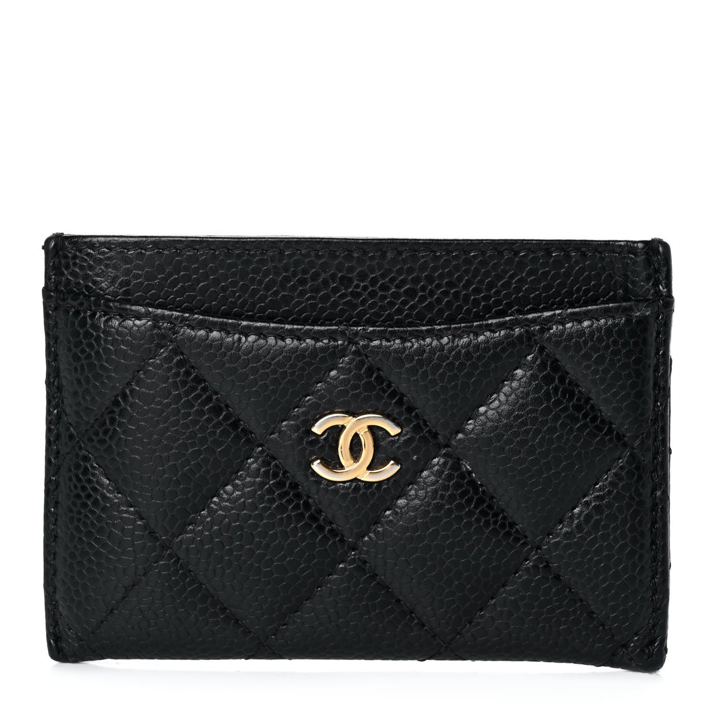 Caviar Quilted Card Holder Black
