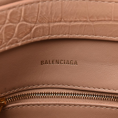 Balenciaga Extra Supple Calfskin Crocodile Embossed Small Downtown Shoulder Bag Nude Beige 6 of 10