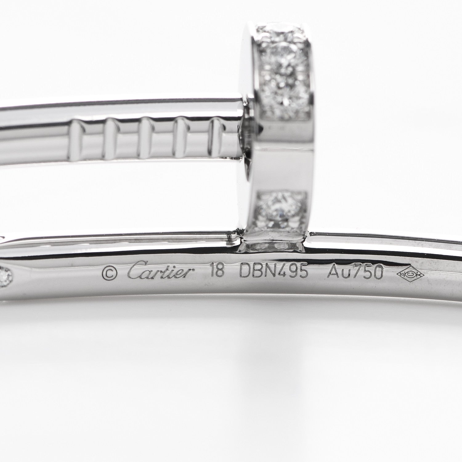 Cartier 18K White Gold Diamond Juste Un Clou Bracelet 18 4 of 6