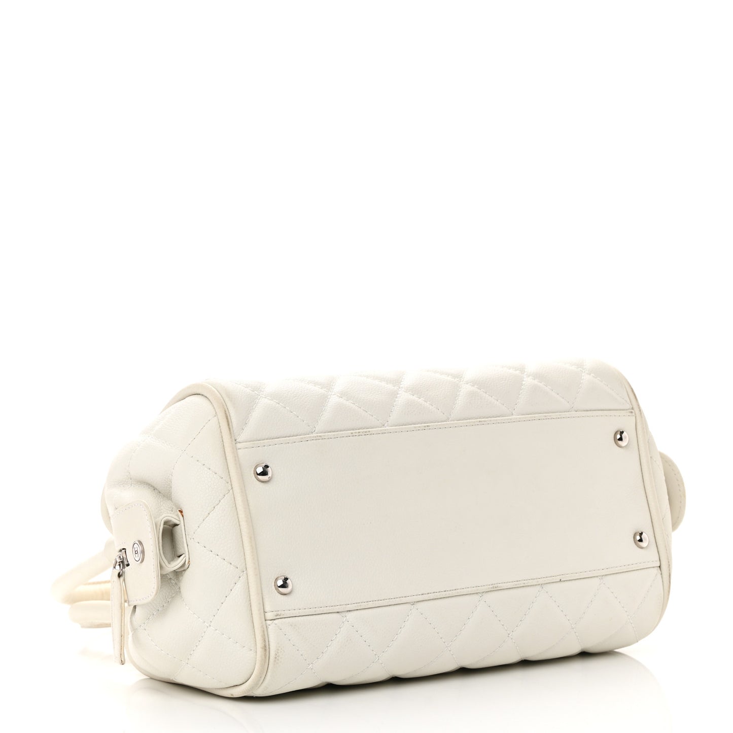 Caviar Quilted CC Timeless Bowler White